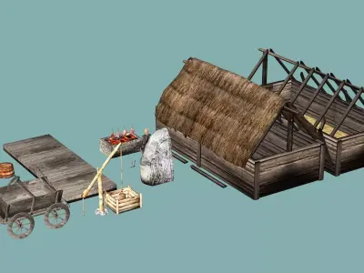 Medieval Exclusive Village Tools Pack 3D Model Low-poly 3D model