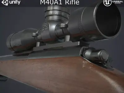 M40A1 Sniper Rifle Low-poly 3D model