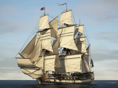 HMS Gorgo - Ship of the Line - 74 Gun 3D model