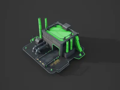 Vehicles Factory for RTS Games Low-poly 3D model