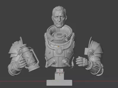 The Last Lantern SciFi Steampunk Explorer Miniature Bust 3D print model