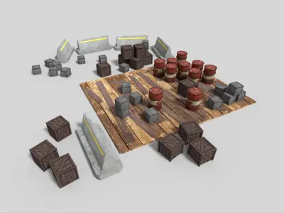 low poly military storage Low-poly 3D model