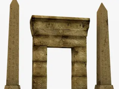 Egyptian obelisk and gate 3D model
