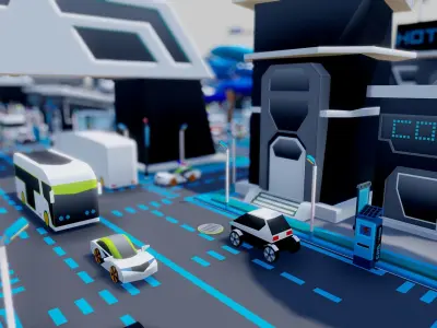 Smart City Low Polly Low-poly 3D model