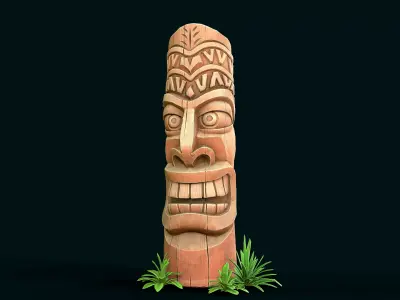 Stylized Wood Totem 2 Low-poly 3D model