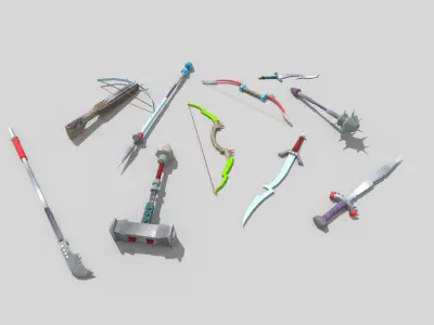 10 low poly fantasy weapons pack Low-poly 3D model