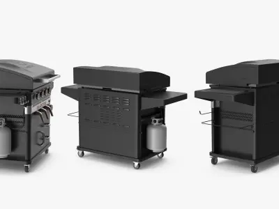 Blackstone Air Fryer Gas Grill with Propane Tank Black 3D model