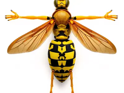 Vivid Wasp Insect model pack Low-poly 3D model