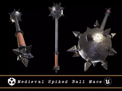 Medieval Spiked Ball Mace Low-poly 3D model