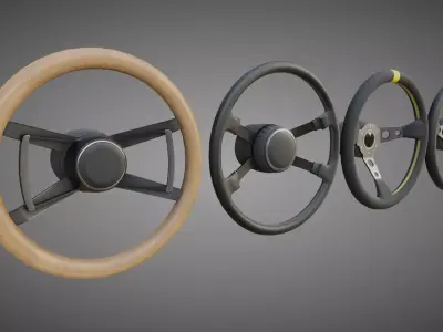 Porsche Backdate Steering Wheels Low-poly 3D model