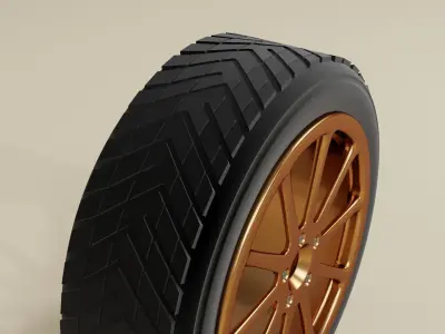 Sports wheel - drive and tire 3D model