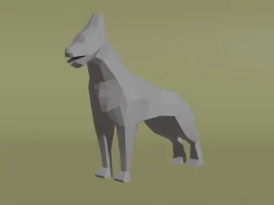 Dog doberman Low-poly 3D model