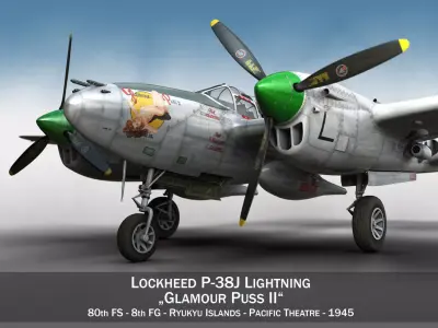 Lockheed P-38 Lightning - Glamour Puss II 3D model