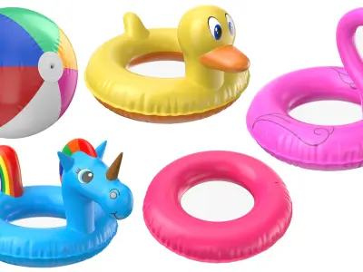 Five Detailed Pool Toys 3D model