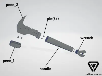 Alien Isolation Maintenance Jack Wrench for Cosplay 3D print model