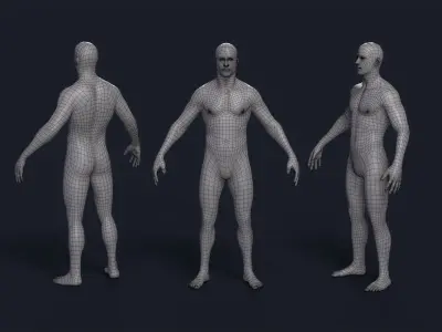 Male Base Mesh Realistic Low-poly 3D model
