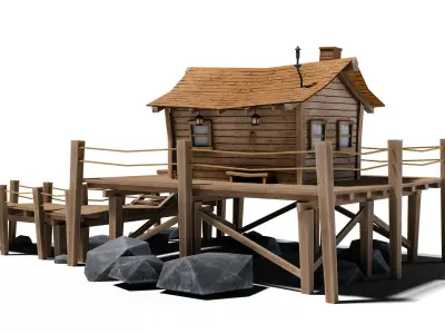 Fishing Shack Low-poly 3D model