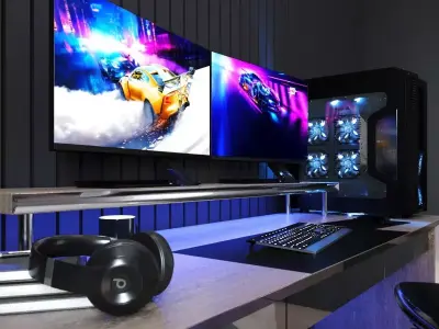 Gaming furniture set Free 3D model