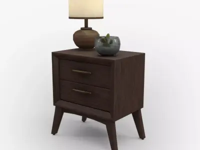 Tobacco Wood Nightstand Free low-poly 3D model