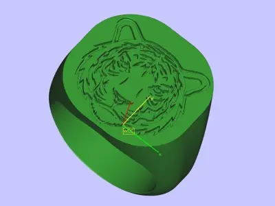 Signet ring Tiger Face Free 3D print model