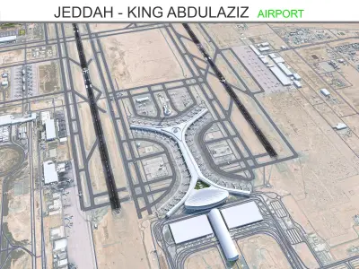 Jeddah - King Abdulaziz Airport 11km Low-poly 3D model
