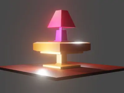 Table and table lamp Free low-poly 3D model