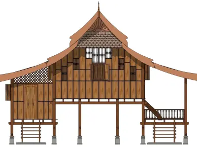Traditional Rumah Terengganu Malay Heritage House 3D model
