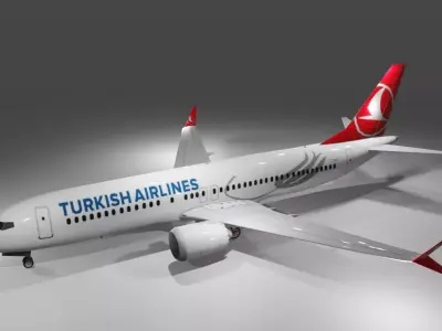 Turkish airlines Boeing 737 max8 3d model Low-poly 3D model
