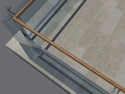 Wood and Glass Railing 3D model