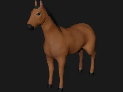 Brown Horse Stallion fully rigged low poly Low-poly 3D model