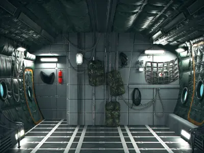 Aircraft Interior Cargo C-130 Hercules PBR Low-poly 3D model