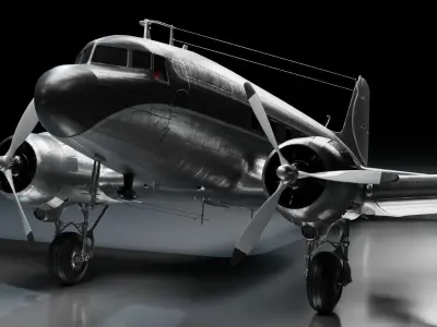 Airplane-Douglas-DC3-1935 new airplane collection Low-poly 3D model
