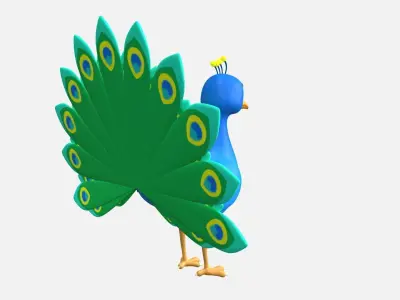 Cartoon Peacock 3D model