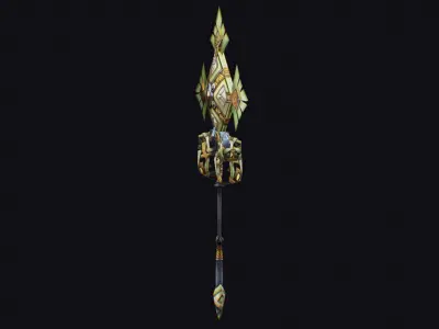 Magical Staff Magic Stick Fantasy Wand Axe Props Item Low-poly 3D model