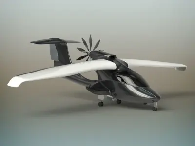 Aircraft futuristic flying vehicle 3D model