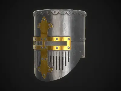 Knight Helmet 01 Low-poly 3D model