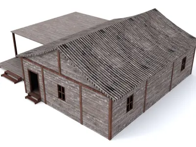 Warehouse wooden house Low-poly 3D model