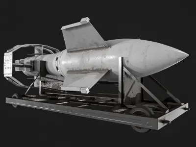 Fritz X Bomb And Holder Low-poly 3D model