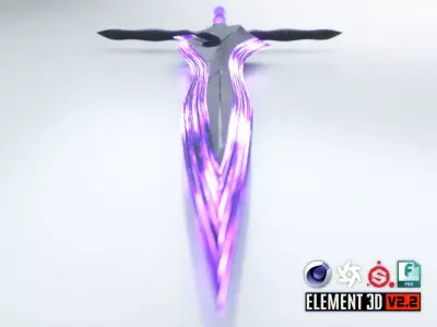 Magical Crystal Sword with Glowing Blade Low-poly 3D model