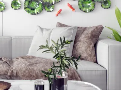 Wall Lotus Pendant Modern Goldfish 3D model