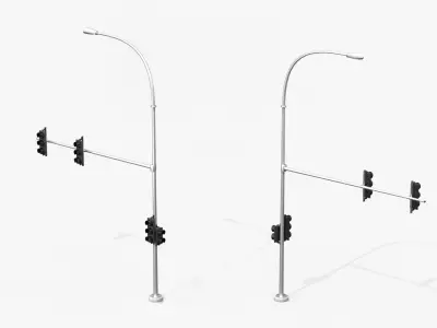 Traffic Light Assembly - Multi-Signal with Street Light 3D model