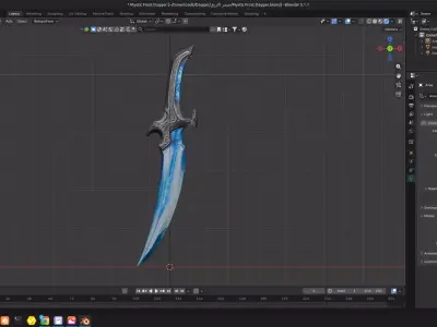 Fantasy Magic Ice Dagger - Low Poly Low-poly 3D model