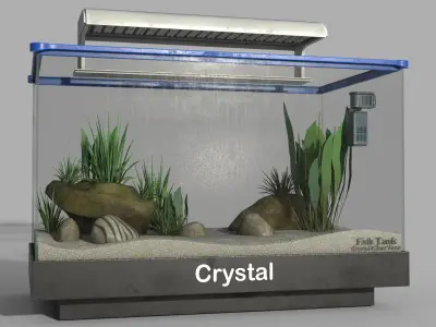 Aquarium Fish Tank with LED and Filter Low-poly 3D model