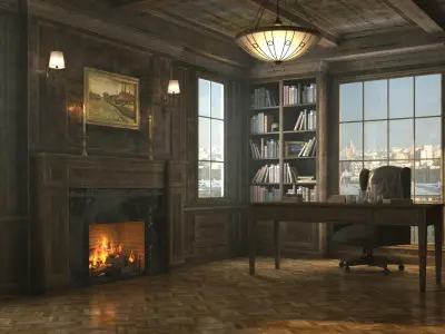 Classic Office Interior- 8K PBR Textures 3D model