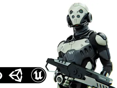 MECHA SOLDIER-A  Rigged for Unreal Engine - Unity - MIXAMO 3D model