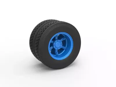 Rear 6 spoke wheel of old school truck Scale 1 to 25 3D print model