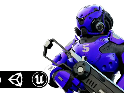 CYBORG SOLDIER RX-700  Rigged for Unreal Engine - Unity - MIXAMO 3D model
