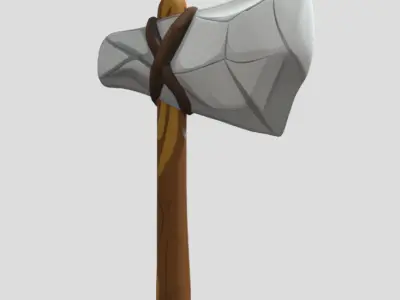 Cartoon Stone Axe 3D Model PBR Textured Stylized Prop Low-poly 3D model