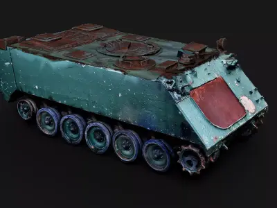 war destroyed military M113 vehicle wreck PBR photogrammetry Low-poly 3D model
