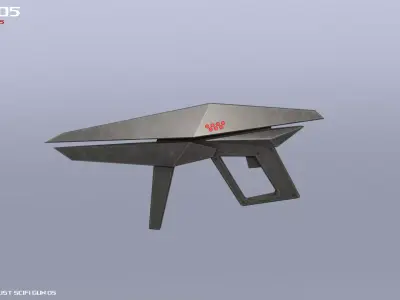 Minimalist scifi gun Low-poly 3D model